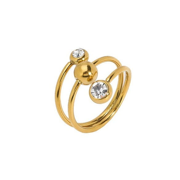 Wholesale Women's Irregular Personality Stainless Steel Ring With Geometric Pattern And Pvd Furnace Real Gold Plating