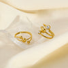 Wholesale Women's Irregular Personality Stainless Steel Ring With Geometric Pattern And Pvd Furnace Real Gold Plating