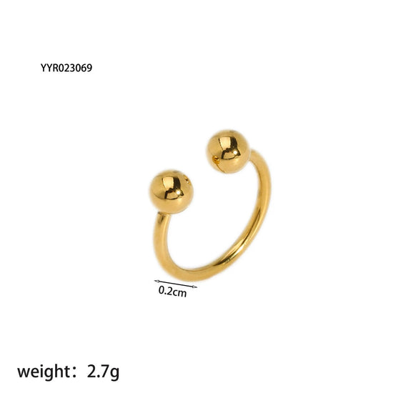 Wholesale Women's Irregular Personality Stainless Steel Ring With Geometric Pattern And Pvd Furnace Real Gold Plating