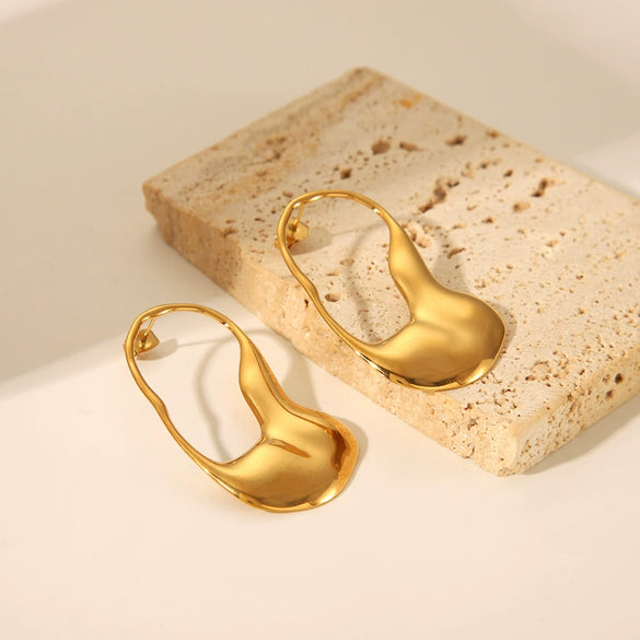 Wholesale Women's Irregular Smooth Stainless Steel Pin Earrings With Geometric Design And Pvd Furnace Real Gold Electroplating