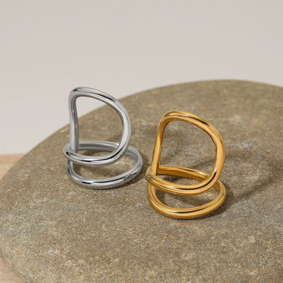 Wholesale Women's Irregular Twisted Line Ring Stainless Steel Electroplated