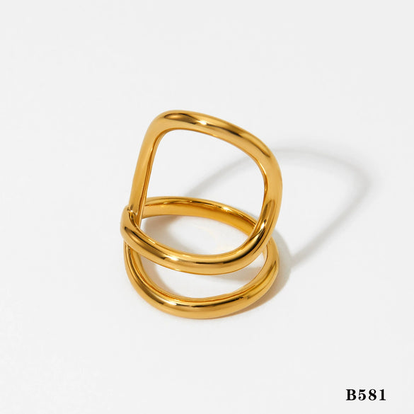 Wholesale Women's Irregular Twisted Line Ring Stainless Steel Electroplated
