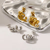 Wholesale Women's Irregular Twisted Spiral Geometric Stainless Steel Earrings With Pvd Furnace Vacuum Real Gold Plating