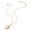 Wholesale Women's Irregularshaped Flower Pattern Pearl Pendant Necklace Made Of Zinc Alloy With Electroplating
