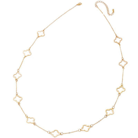 Wholesale Women's Jewelry Alloy Electroplated Flower And Four Leaf Clover Hollow Necklace