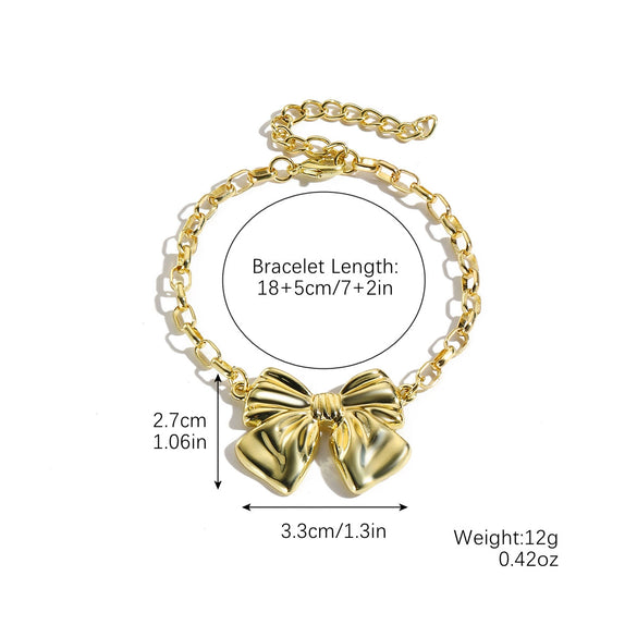 Wholesale Women's Jewelry Alloy Imitation Pearl Bow Geometric Necklace With Electroplating