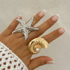 Wholesale Women's Jewelry Alloy Imitation Pearl Starfish Ring Holiday Style Geometric Electroplated