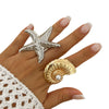 Wholesale Women's Jewelry Alloy Imitation Pearl Starfish Ring Holiday Style Geometric Electroplated