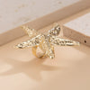 Wholesale Women's Jewelry Alloy Imitation Pearl Starfish Ring Holiday Style Geometric Electroplated