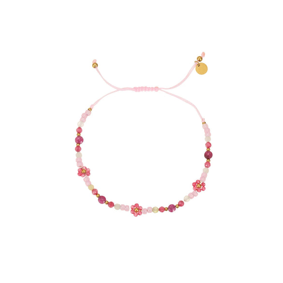 Wholesale Women's Jewelry Bohemian Style Colorful Natural Stone Bead String Bracelet Stainless Steel 18K Electroplated Geometric Pattern