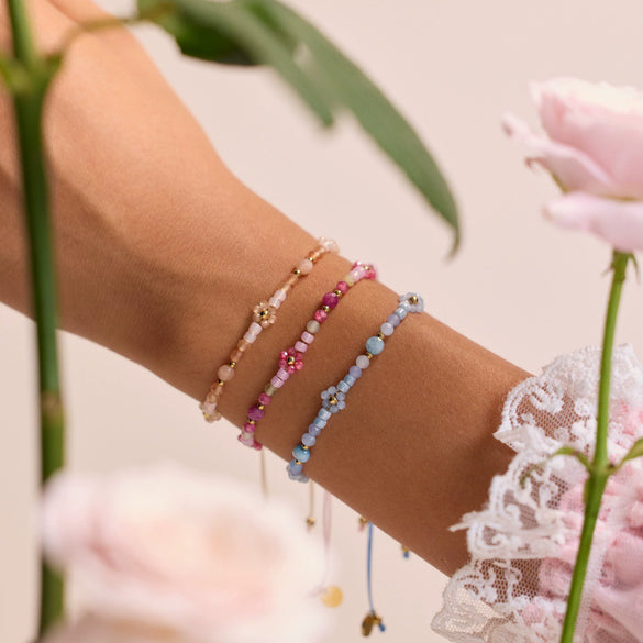 Wholesale Women's Jewelry Bohemian Style Colorful Natural Stone Bead String Bracelet Stainless Steel 18K Electroplated Geometric Pattern
