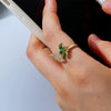 Wholesale Women's Jewelry Butterfly Ring Copper Electroplating Green Zircon Diamond Insect Pattern
