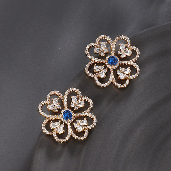 Wholesale Women's Jewelry Copper Alloy 18K Gold Plated Multizircon Earrings