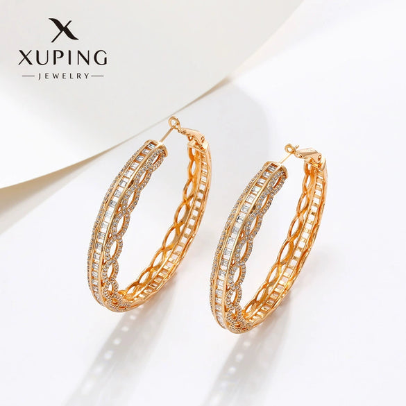 Wholesale Women's Jewelry Copper Alloy 18K Gold Plated Multizircon Earrings