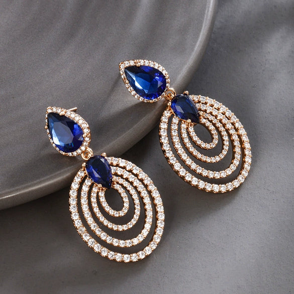 Wholesale Women's Jewelry Copper Alloy 18K Gold Plated Multizircon Earrings
