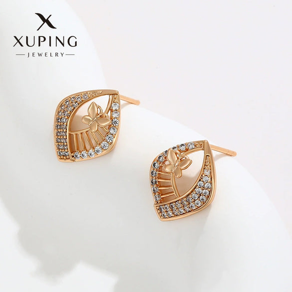 Wholesale Women's Jewelry Copper Alloy 18K Gold Plated Multizircon Earrings