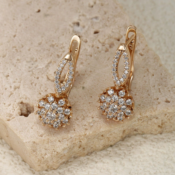 Wholesale Women's Jewelry Copper Alloy 18K Gold Plated Multizircon Earrings