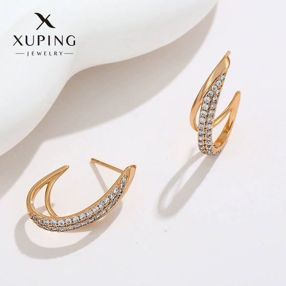 Wholesale Women's Jewelry Copper Alloy 18K Gold Plated Multizircon Earrings