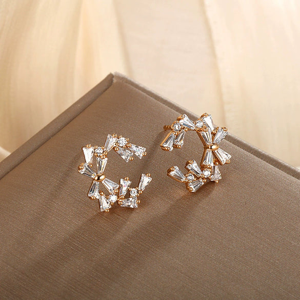 Wholesale Women's Jewelry Copper Alloy 18K Gold Plated Multizircon Earrings