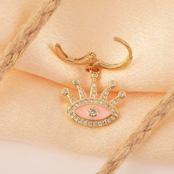 Wholesale Women's Jewelry Copper Gold Plated Zircon Devil's Eye Personality Necklace Earrings