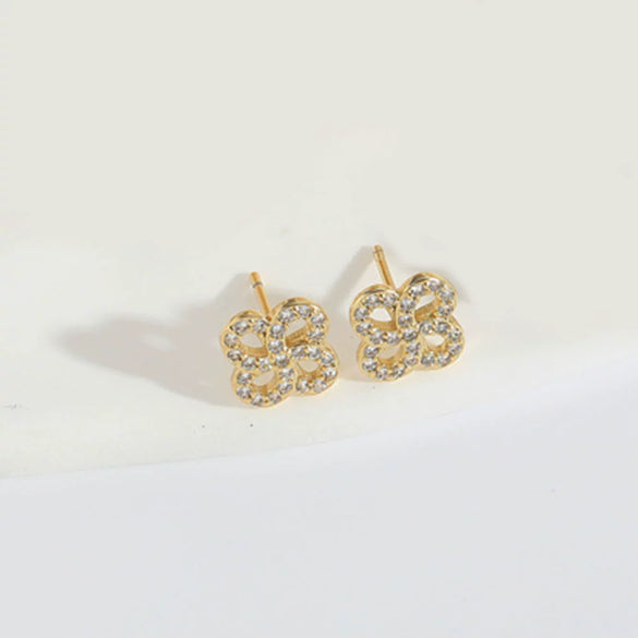 Wholesale Women's Jewelry Copper Heart Shape Zirconia Simple Vintage Earrings