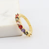 Wholesale Women's Jewelry Copper Inlaid Zircon Geometric Ring Bracelet Goldplated Artificial Gem Semiprecious Stone Sevencolorful Rainbow Design