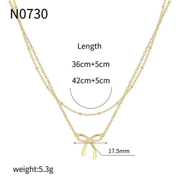 Wholesale Women's Jewelry Copper Plated Real Gold Bow Necklace