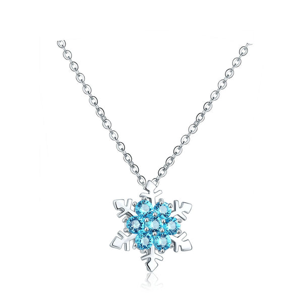 Wholesale Women's Jewelry Creative Snowflake Inlaid Zircon Necklace With Geometric Design And Electroplating Treatment