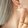 Wholesale Women's Jewelry French Retro Imitation Pearl Baroque Style Titanium Steel Earrings With Geometric Pattern And Electroplating Treatment