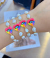 Wholesale Women's Jewelry Fresh Water Pearl Shell Beads Heart Charm Bracelet