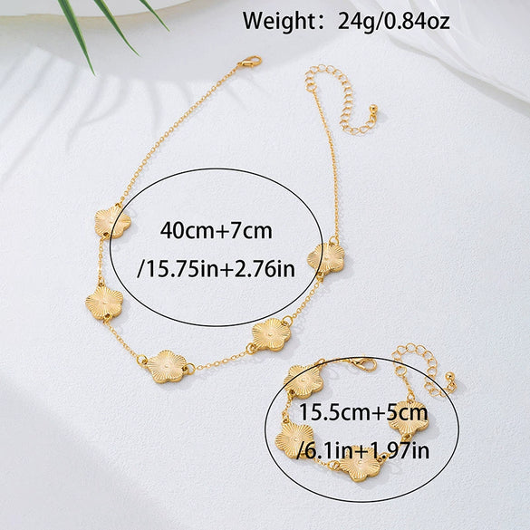 Wholesale Women's Jewelry Geometric Fiveleaf Clover Alloy Electroplated Accessories