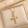 Wholesale Women's Jewelry Geometric 18K Gold Plated Titanium Steel Cross Pendant Ochain Necklace