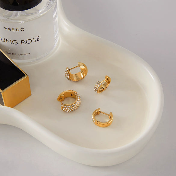 Wholesale Women's Jewelry Geometric Stainless Steel 18K Gold Electroplated Earrings