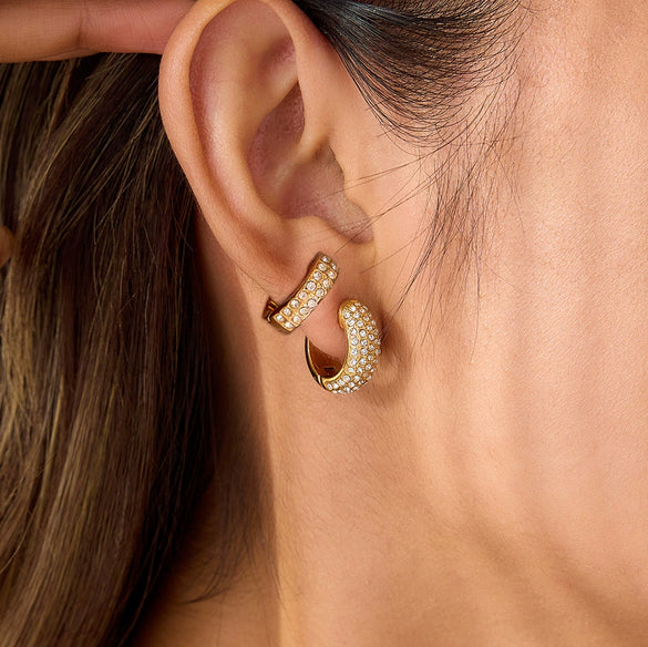 Wholesale Women's Jewelry Geometric Stainless Steel 18K Gold Electroplated Earrings