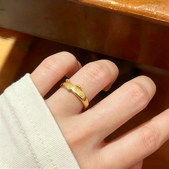 Wholesale Women's Jewelry Gold Electroplated Copper Ring With Heart Geometric Animal Shapes