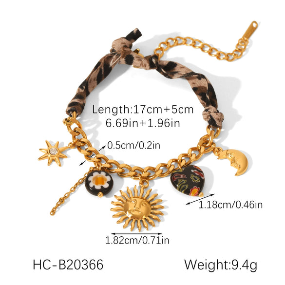 Wholesale Women's Jewelry Heart Geometric Animal Zodiac Stainless Steel Fabric Pendant Necklace Bracelet With Vacuum Plating In Furnace