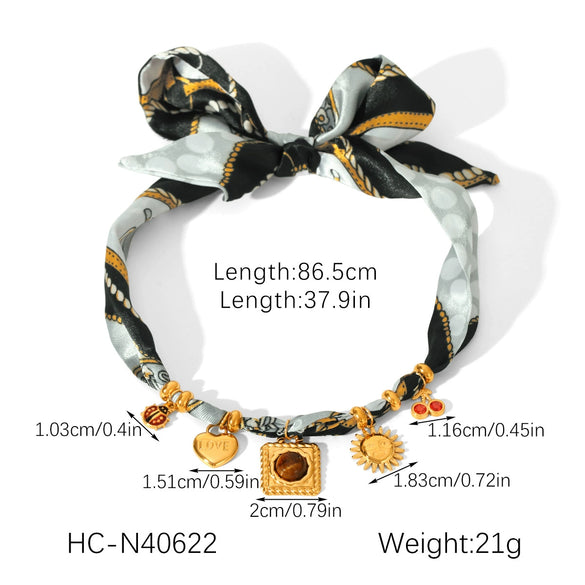 Wholesale Women's Jewelry Heart Geometric Animal Zodiac Stainless Steel Fabric Pendant Necklace Bracelet With Vacuum Plating In Furnace