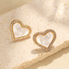 Wholesale Women's Jewelry Heartshaped Motherofpearl Inlaid Zircon Shell Copper Electroplated Earrings And Matching Necklace