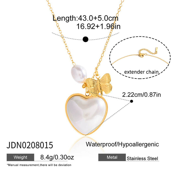 Wholesale Women's Jewelry Light Luxury Geometric Style Stainless Steel Imitation Pearl Necklace With Electroplating