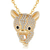 Wholesale Women's Jewelry Lovely Animals Style Leopard Head And Kitten Zircon Pendant Necklace With Environmental Protection Copper Chain
