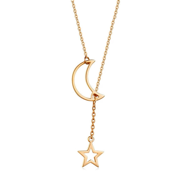 Wholesale Women's Jewelry Metal Pendant Necklace With Star Moon Pattern Electroplated Cross Chain Style