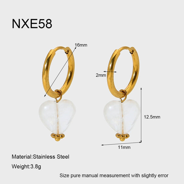 Wholesale Women's Jewelry Natural Crystal Semiprecious Stone Stainless Steel Heart Geometric Gold Plated Beaded Necklace Bracelet Earrings Accessories