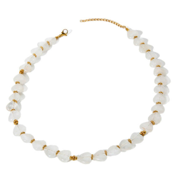 Wholesale Women's Jewelry Natural Crystal Semiprecious Stone Stainless Steel Heart Geometric Gold Plated Beaded Necklace Bracelet Earrings Accessories