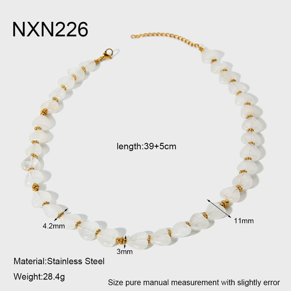 Wholesale Women's Jewelry Natural Crystal Semiprecious Stone Stainless Steel Heart Geometric Gold Plated Beaded Necklace Bracelet Earrings Accessories