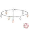 Wholesale Women's Jewelry Natural Pearl And 925 Sterling Silver Geometric Summer Anklet