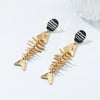 Wholesale Women's Jewelry Retro Old Money Style Fishbone Water Ripple Animal Zodiac Zinc Alloy Earrings Electroplated