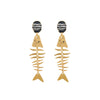 Wholesale Women's Jewelry Retro Old Money Style Fishbone Water Ripple Animal Zodiac Zinc Alloy Earrings Electroplated