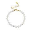 Wholesale Women's Jewelry S925 Sterling Silver Bracelet With Natural Freshwater Pearl Baroque Electroplating Geometric Style