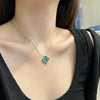 Wholesale Women's Jewelry S925 Sterling Silver Four Leaf Clover Geometric Pendant Necklace With Electroplating