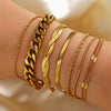 Wholesale Women's Jewelry Set Cuban Chain Bracelet Stacked 18K Gold Plated Stainless Steel Flat Snake Bracelet With Geometric Pattern